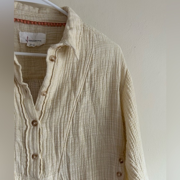 Anthropologie Cream Gauzy Pullover Top Size XS - Picture 2 of 7